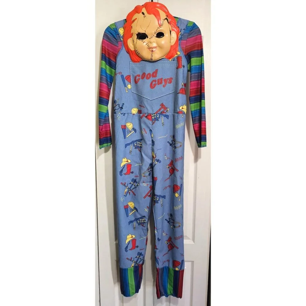 Chucky Kids Costume 10-12 Child's Play Good Guys Jumpsuit Mask Knife Halloween